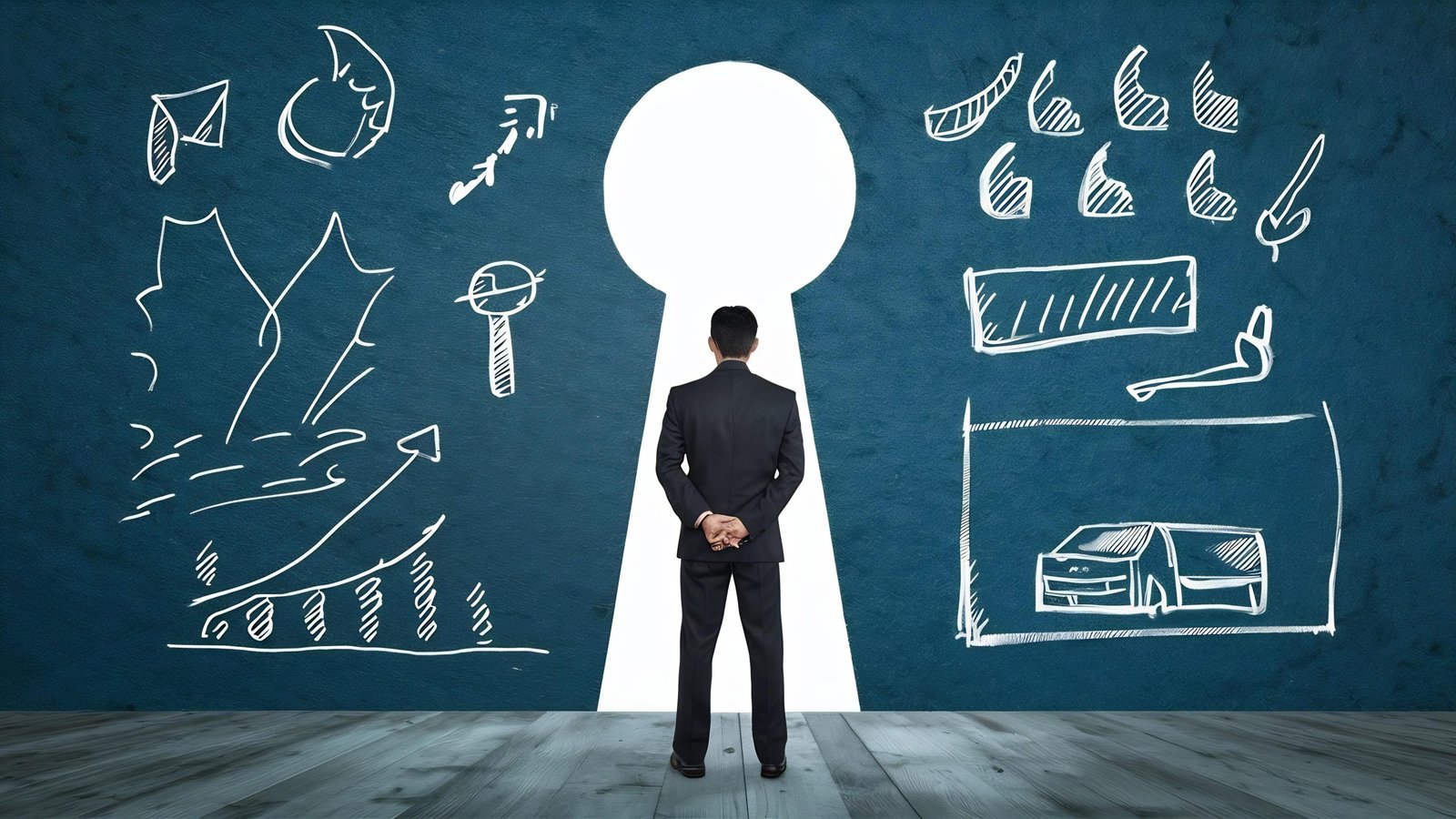 asian-man-standing-front-keyhole-with-drawing-business-concept